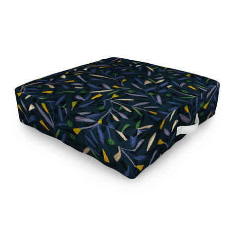 Alisa Galitsyna Midnight Floral Pattern 02 Outdoor Floor Cushion