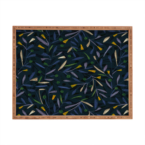 Alisa Galitsyna Midnight Floral Pattern 02 Rectangular Tray
