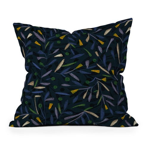 Alisa Galitsyna Midnight Floral Pattern 02 Outdoor Throw Pillow