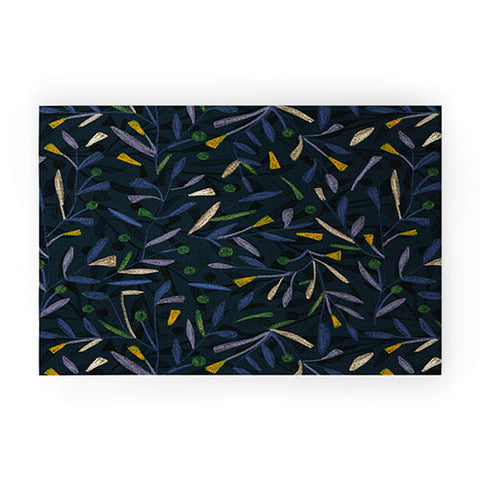 Alisa Galitsyna Midnight Floral Pattern 02 Welcome Mat