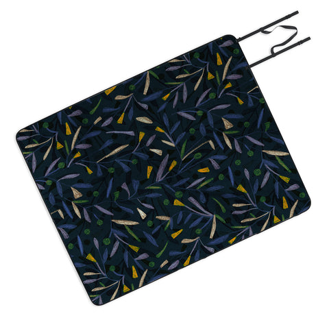 Alisa Galitsyna Midnight Floral Pattern 02 Picnic Blanket