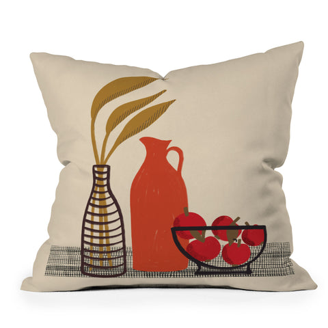 Alisa Galitsyna Modern Still Life with Red App Outdoor Throw Pillow