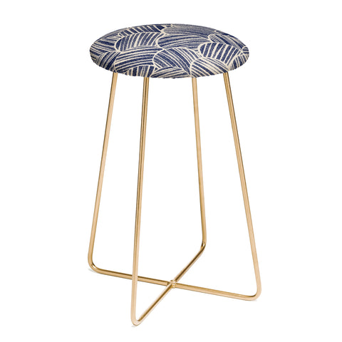 Alisa Galitsyna Navy Blue Striped Pattern 2 Counter Stool