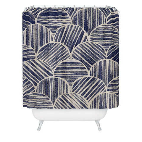 Alisa Galitsyna Navy Blue Striped Pattern 2 Shower Curtain