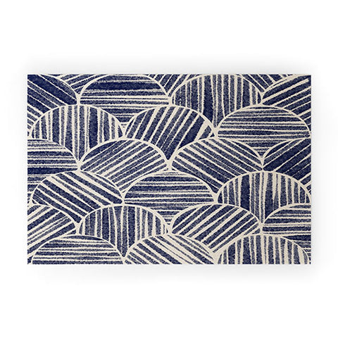 Alisa Galitsyna Navy Blue Striped Pattern 2 Welcome Mat