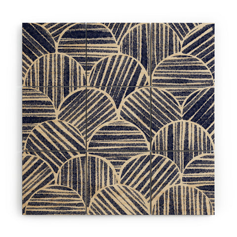 Alisa Galitsyna Navy Blue Striped Pattern 2 Wood Wall Mural