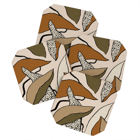 Alisa Galitsyna Patterned Tropical Leaves Coaster Set