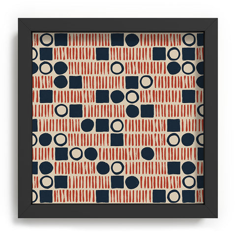 Alisa Galitsyna Red Blue Handdrawn Pattern 1 Recessed Framing Square