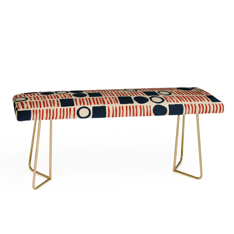 Alisa Galitsyna Red Blue Handdrawn Pattern 1 Bench