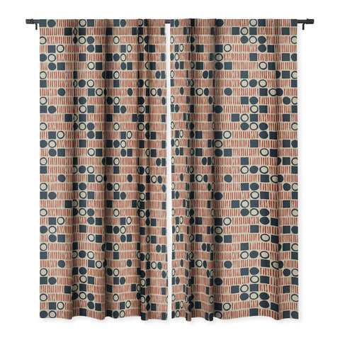 Alisa Galitsyna Red Blue Handdrawn Pattern 1 Blackout Window Curtain