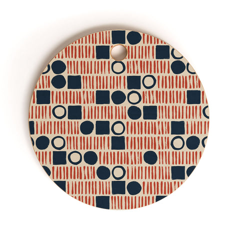 Alisa Galitsyna Red Blue Handdrawn Pattern 1 Cutting Board Round