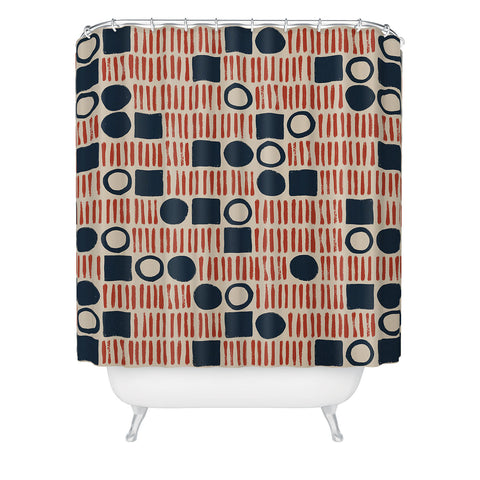 Alisa Galitsyna Red Blue Handdrawn Pattern 1 Shower Curtain