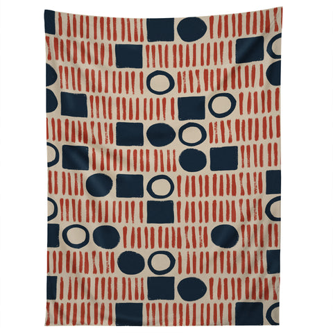 Alisa Galitsyna Red Blue Handdrawn Pattern 1 Tapestry