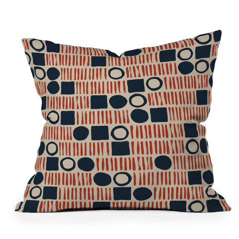 Alisa Galitsyna Red Blue Handdrawn Pattern 1 Outdoor Throw Pillow