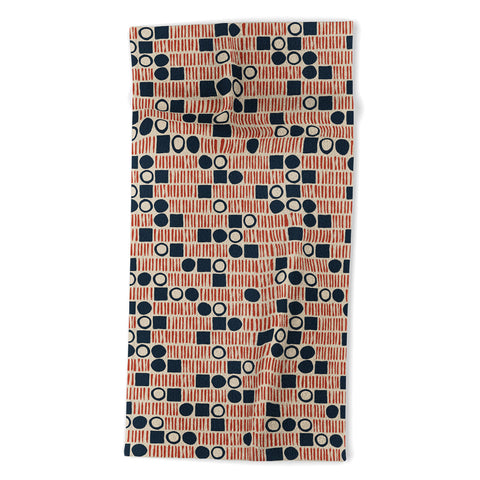 Alisa Galitsyna Red Blue Handdrawn Pattern 1 Beach Towel
