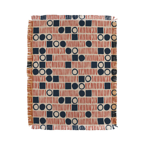 Alisa Galitsyna Red Blue Handdrawn Pattern 1 Throw Blanket