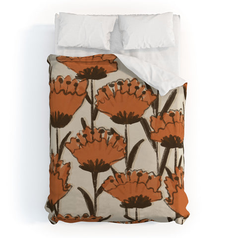 Alisa Galitsyna Red Hand Drawn Poppies Duvet Cover