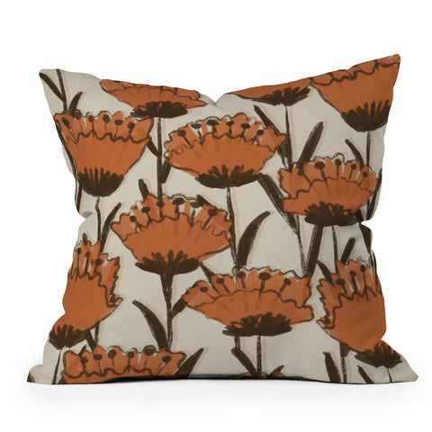 Alisa Galitsyna Red Hand Drawn Poppies Outdoor Throw Pillow