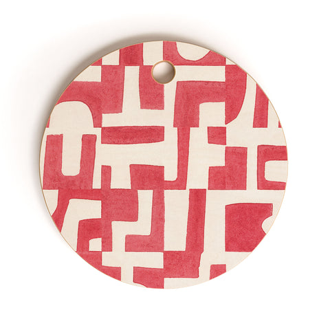 Alisa Galitsyna Red Puzzle Cutting Board Round