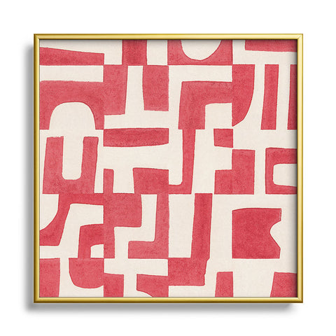 Alisa Galitsyna Red Puzzle Square Metal Framed Art Print