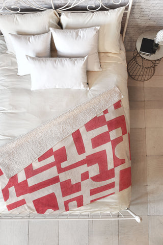 Alisa Galitsyna Red Puzzle Fleece Throw Blanket