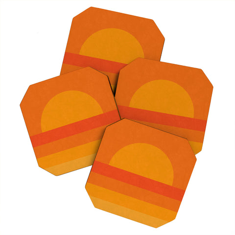 Alisa Galitsyna Retro Geometric Sunset Coaster Set