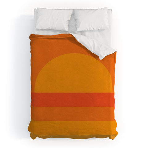 Alisa Galitsyna Retro Geometric Sunset Duvet Cover
