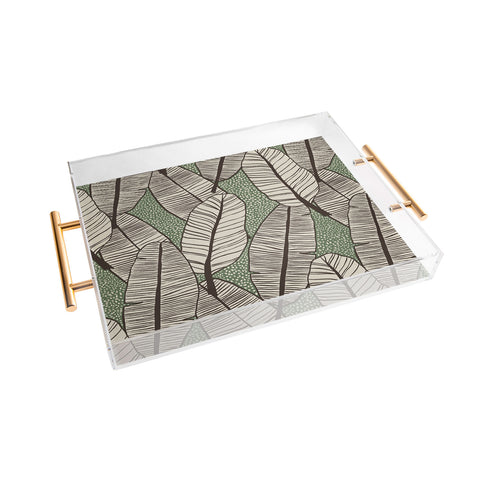 Alisa Galitsyna Tropical Banana Leaves Pattern Acrylic Tray