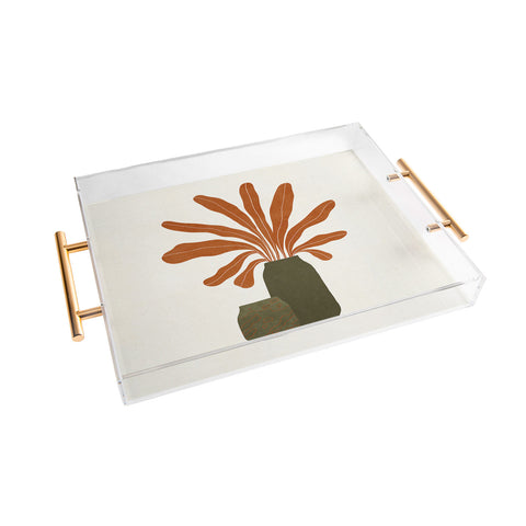 Alisa Galitsyna Two Green Vases Orange Plant Acrylic Tray