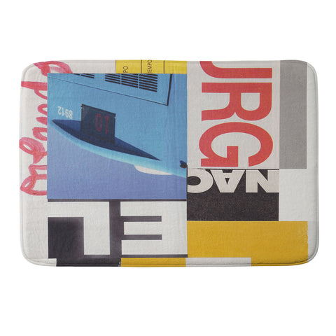 Alisa Galitsyna Typography Shapes Paper Collage Memory Foam Bath Mat
