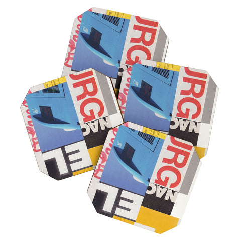Alisa Galitsyna Typography Shapes Paper Collage Coaster Set