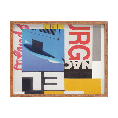 Alisa Galitsyna Typography Shapes Paper Collage Rectangular Tray