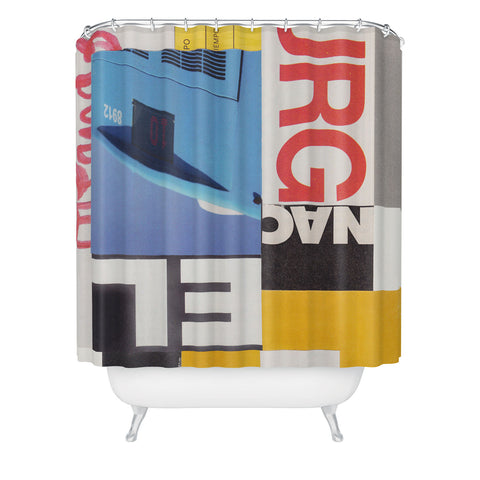 Alisa Galitsyna Typography Shapes Paper Collage Shower Curtain
