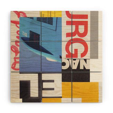 Alisa Galitsyna Typography Shapes Paper Collage Wood Wall Mural