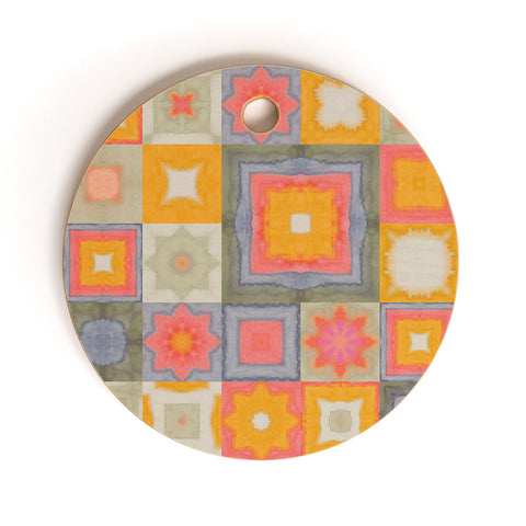 Alisa Galitsyna Watercolor Tiles Cutting Board Round