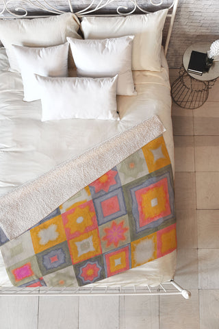 Alisa Galitsyna Watercolor Tiles Fleece Throw Blanket
