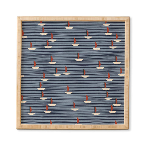 Alisa Galitsyna Watercolor Waves and Boats Framed Wall Art