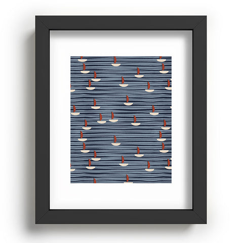 Alisa Galitsyna Watercolor Waves and Boats Recessed Framing Rectangle