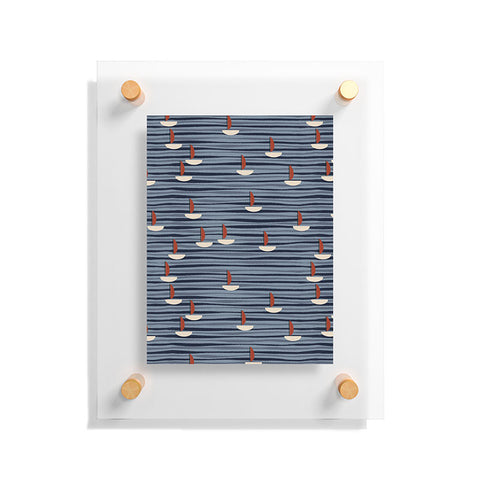 Alisa Galitsyna Watercolor Waves and Boats Floating Acrylic Print