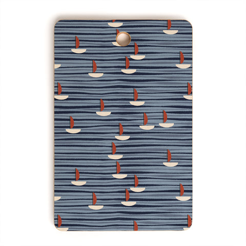 Alisa Galitsyna Watercolor Waves and Boats Cutting Board Rectangle