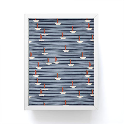 Alisa Galitsyna Watercolor Waves and Boats Framed Mini Art Print