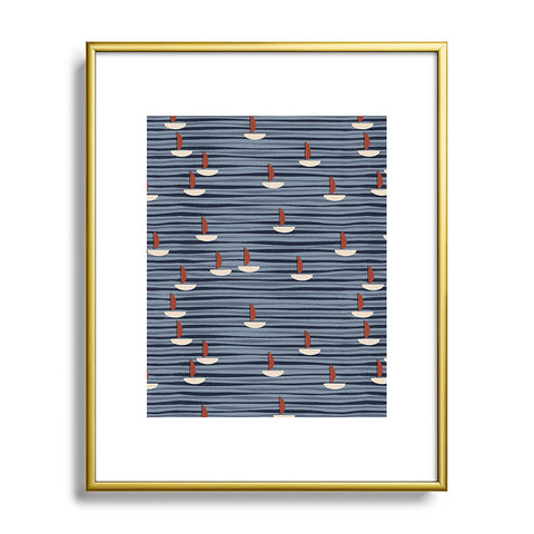 Alisa Galitsyna Watercolor Waves and Boats Metal Framed Art Print