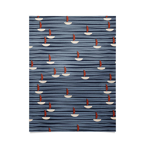 Alisa Galitsyna Watercolor Waves and Boats Poster