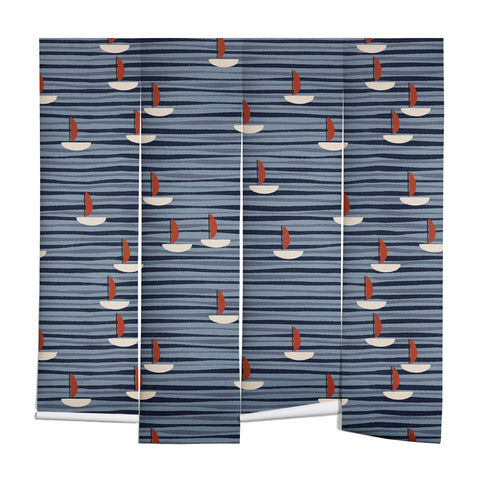 Alisa Galitsyna Watercolor Waves and Boats Wall Mural