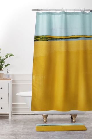 Alisa Galitsyna Where Blue Meets Gold Shower Curtain And Mat