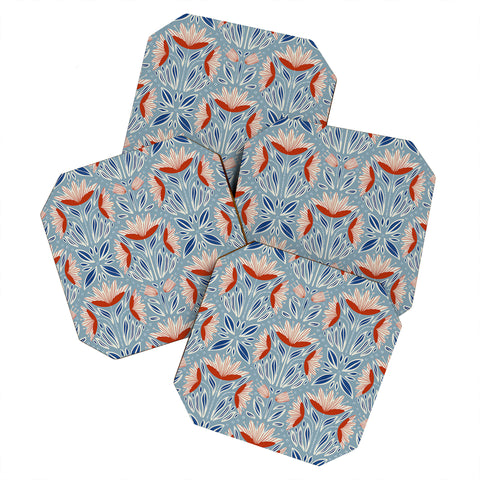 Alisa Galitsyna Wildflowers Cyan Beige Coaster Set