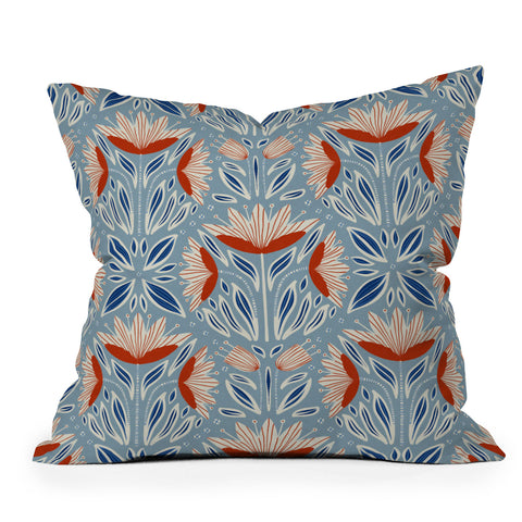 Alisa Galitsyna Wildflowers Cyan Beige Outdoor Throw Pillow