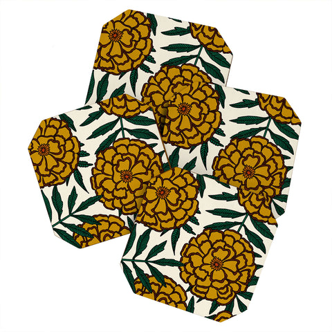 Alisa Galitsyna Yellow Marigolds Coaster Set