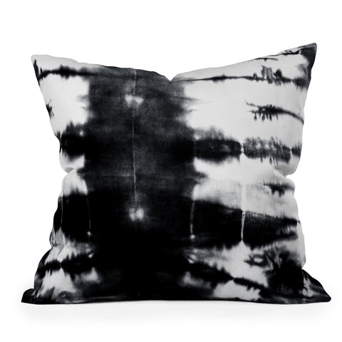 alison janssen black and white shibori Outdoor Throw Pillow