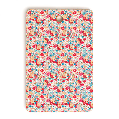 alison janssen Charming Red Blue Floral Cutting Board Rectangle